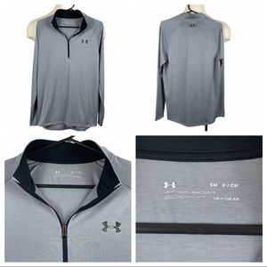 Men's ExcCond Under Armour 1/4‎ Zip Loose Fit Heat Gear Grey Pullover Small
